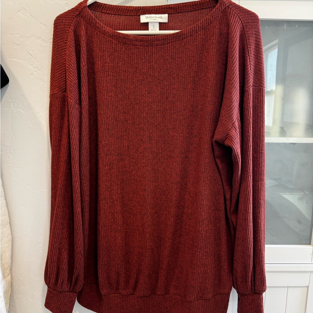 Motherhood Bundle: Women's Burgundy Crew Neck Sweater and black long sleeve